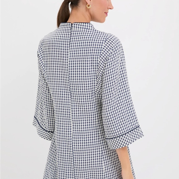 NWT Pomander Place Navy Windowpane Seersucker Indy Dress - Picture 4 of 7